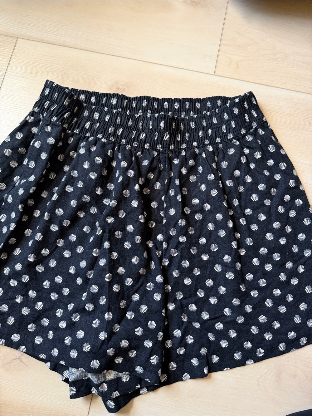 Ava & Viv Black Shorts with White Shell Dot Print